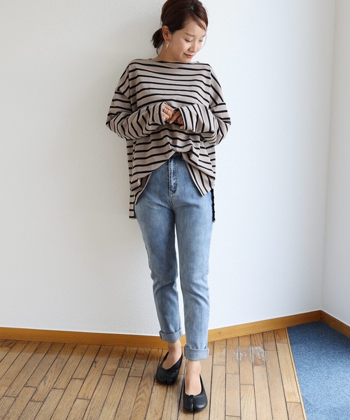 andme（アンドミー）の「ストレッチツイルハイウエストスキニーデニムパンツ（デニムパンツ・レディース・ブルー/ライトブルー・S/M/L）」の9枚目の写真