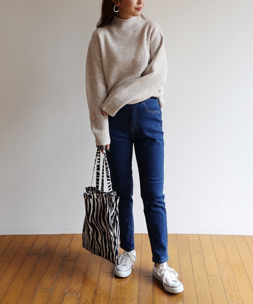 andme（アンドミー）の「ストレッチツイルハイウエストスキニーデニムパンツ（デニムパンツ・レディース・ブルー/ライトブルー・S/M/L）」の12枚目の写真