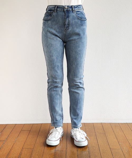 andme（アンドミー）の「ストレッチツイルハイウエストスキニーデニムパンツ（デニムパンツ・レディース・ブルー/ライトブルー・S/M/L）」の16枚目の写真