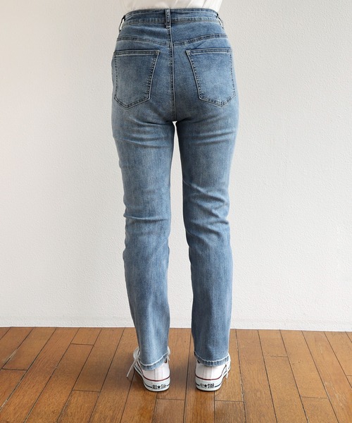 andme（アンドミー）の「ストレッチツイルハイウエストスキニーデニムパンツ（デニムパンツ・レディース・ブルー/ライトブルー・S/M/L）」の18枚目の写真