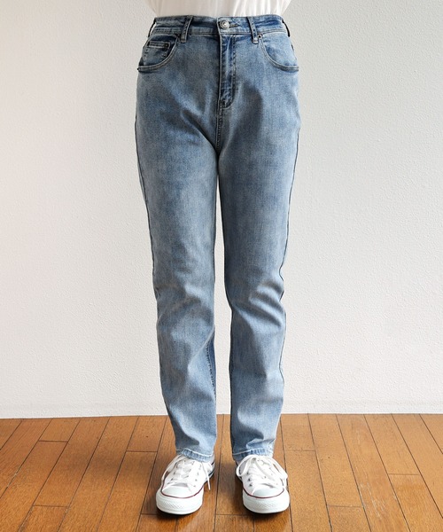 andme（アンドミー）の「ストレッチツイルハイウエストスキニーデニムパンツ（デニムパンツ・レディース・ブルー/ライトブルー・S/M/L）」の19枚目の写真