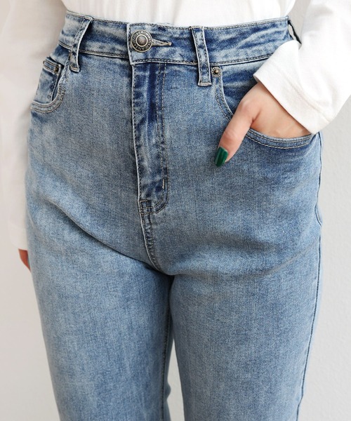 andme（アンドミー）の「ストレッチツイルハイウエストスキニーデニムパンツ（デニムパンツ・レディース・ブルー/ライトブルー・S/M/L）」の22枚目の写真