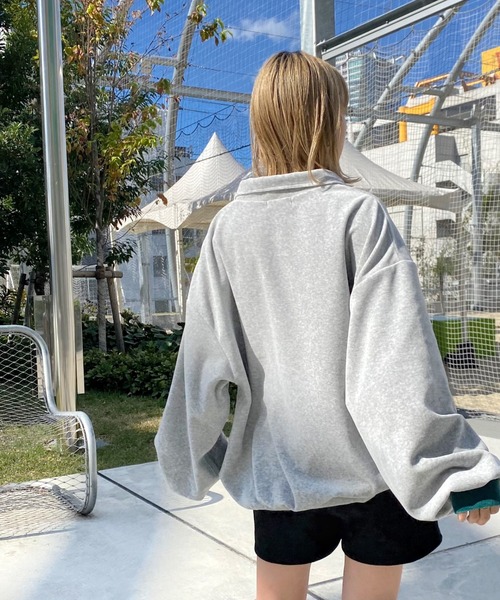 WHO'S WHO gallery（フーズフーギャラリー）の「【SLOPPY/スロッピー】ベロアハーフジップ（スウェット・レディース・ダークグリーン/ネイビー/ブラウン/グレー・FREE）」の17枚目の写真