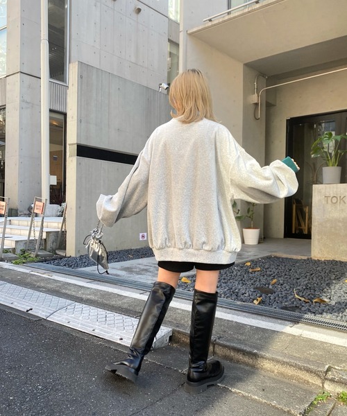 WHO'S WHO gallery（フーズフーギャラリー）の「【SLOPPY/スロッピー】ベロアハーフジップ（スウェット・レディース・ダークグリーン/ネイビー/ブラウン/グレー・FREE）」の14枚目の写真