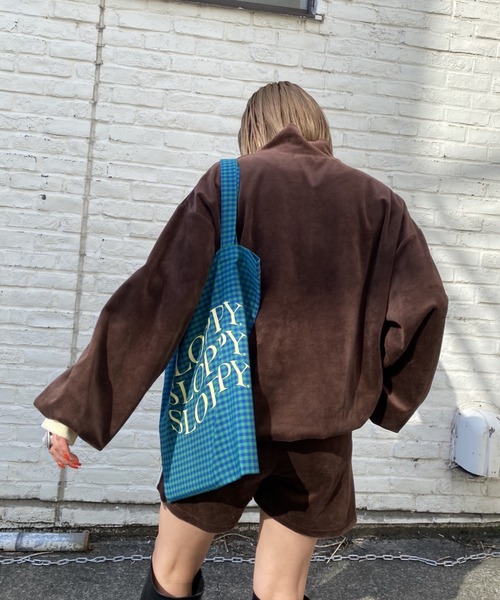 WHO'S WHO gallery（フーズフーギャラリー）の「【SLOPPY/スロッピー】ベロアハーフジップ（スウェット・レディース・ダークグリーン/ネイビー/ブラウン/グレー・FREE）」の7枚目の写真