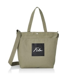 【FILA/フィラ】WEB限定 3ポケット付き 2way 綿キャンバス ロゴ トートバッグ/ショルダーバッグ