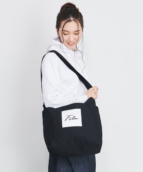 FILA(フィラ)の「【FILA/フィラ】WEB限定 3ポケット付き 2way 綿キャンバス ロゴ トートバッグ/ショルダーバッグ(トートバッグ・レディース・ブラック/オフホワイト/オリーブ・FREE)」の20枚目の写真