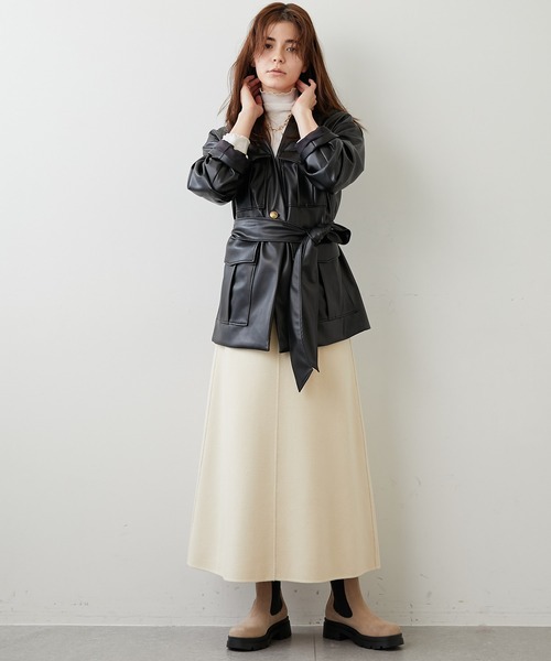 Whim Gazette(ウィム ガゼット)エコレザーブルゾン¥53,900 Whim Gazette（ウィムガゼット）の「フェイクレザーブルゾン