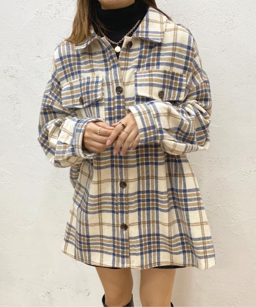 apres jour（アプレジュール）の「チェックオーバーチュニックシャツ【ZOZOTOWN限定アイテム】（シャツ/ブラウス・レディース・アイボリー/ライトベージュ/グリーン系その他・フリー/X-LARGE）」の5枚目の写真