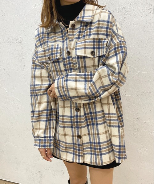 apres jour（アプレジュール）の「チェックオーバーチュニックシャツ【ZOZOTOWN限定アイテム】（シャツ/ブラウス・レディース・アイボリー/ライトベージュ/グリーン系その他・フリー/X-LARGE）」の6枚目の写真