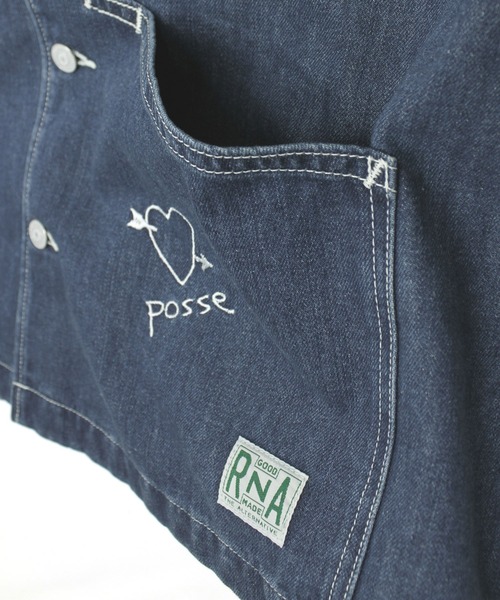 RNA（アールエヌエー）の「J2014 ラクガキ刺繍ワークジャケット（デニムジャケット・レディース・ブラック/インディゴブルー・MEDIUM）」の20枚目の写真