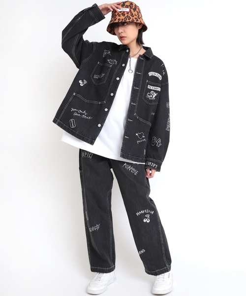 RNA（アールエヌエー）の「J2014 ラクガキ刺繍ワークジャケット（デニムジャケット・レディース・ブラック/インディゴブルー・MEDIUM）」の12枚目の写真