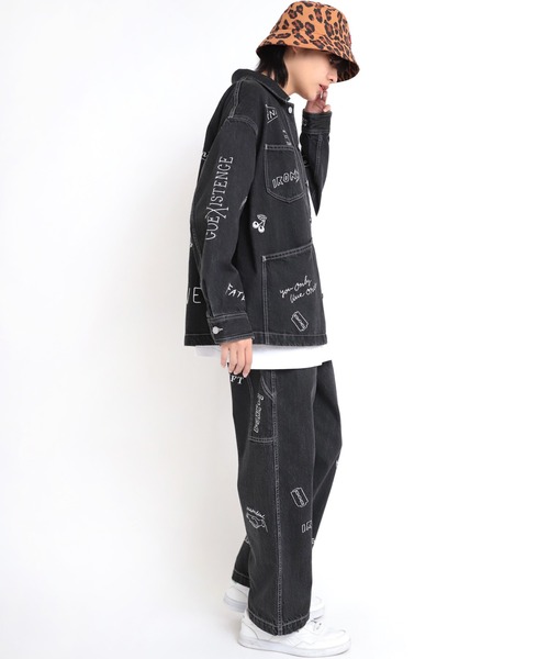 RNA（アールエヌエー）の「J2014 ラクガキ刺繍ワークジャケット（デニムジャケット・レディース・ブラック/インディゴブルー・MEDIUM）」の13枚目の写真