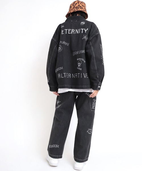 RNA（アールエヌエー）の「J2014 ラクガキ刺繍ワークジャケット（デニムジャケット・レディース・ブラック/インディゴブルー・MEDIUM）」の14枚目の写真