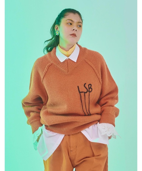 Little sunny bite(リトルサニーバイト)の「【8】【it】 【Little sunny bite】LSB stitch knit top(ニット/セーター・レディース・ブラック/グリーン/オレンジ・SMALL)」の3枚目の写真