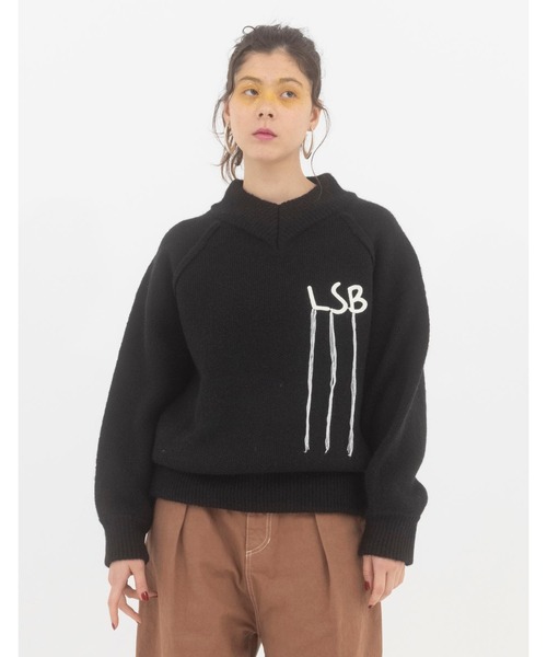Little sunny bite(リトルサニーバイト)の「【8】【it】 【Little sunny bite】LSB stitch knit top(ニット/セーター・レディース・ブラック/グリーン/オレンジ・SMALL)」の2枚目の写真