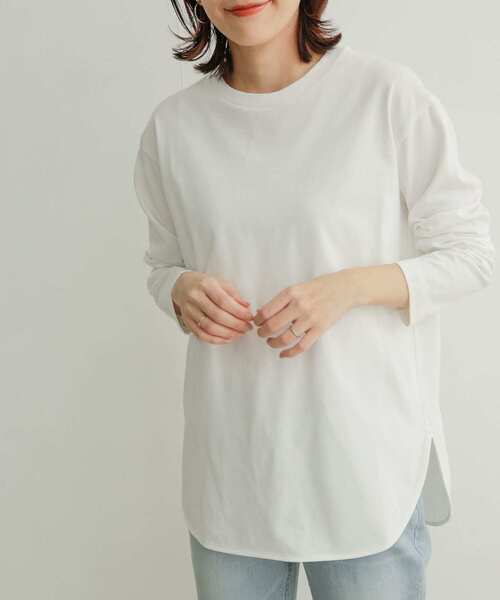 URBAN RESEARCH DOORS(アーバンリサーチドアーズ)の「コットンラウンドヘムチュニックTシャツ(Tシャツ/カットソー・レディース・オフホワイト・1)」の7枚目の写真