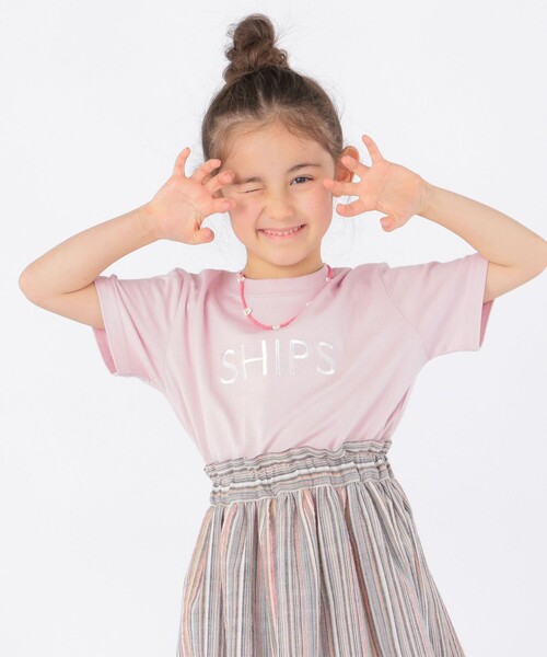 SHIPS（シップス）の「SHIPS KIDS:SHIPS ロゴ TEE(100～160cm)（Tシャツ/カットソー・キッズ・ライトホワイト/ホワイト系その他/ピンク/オレンジ/クリーム/ライトグリーン/グリーン/ネイビー・100/110/120/130/S/145/M/160）」の7枚目の写真