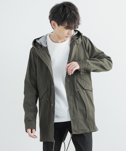 Rocky Monroe(ロッキーモンロー)の「ストレッチジャーマンクロス フーデッドモッズコート スプリングコート(モッズコート・メンズ・ブラック/ベージュ/カーキ・M/L/XL)」の3枚目の写真