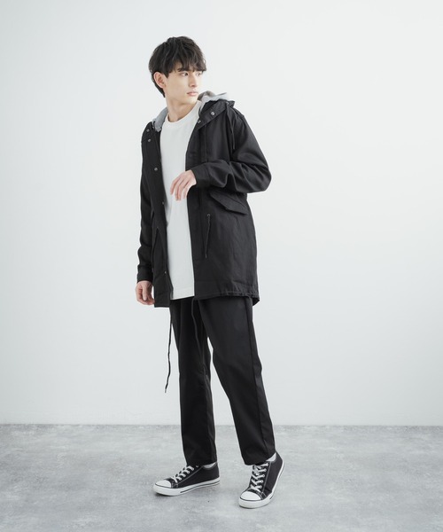 Rocky Monroe(ロッキーモンロー)の「ストレッチジャーマンクロス フーデッドモッズコート スプリングコート(モッズコート・メンズ・ブラック/ベージュ/カーキ・M/L/XL)」の22枚目の写真