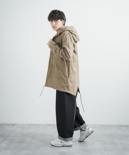 Rocky Monroe(ロッキーモンロー)の「ストレッチジャーマンクロス フーデッドモッズコート スプリングコート(モッズコート・メンズ・ブラック/ベージュ/カーキ・M/L/XL)」の17枚目の写真