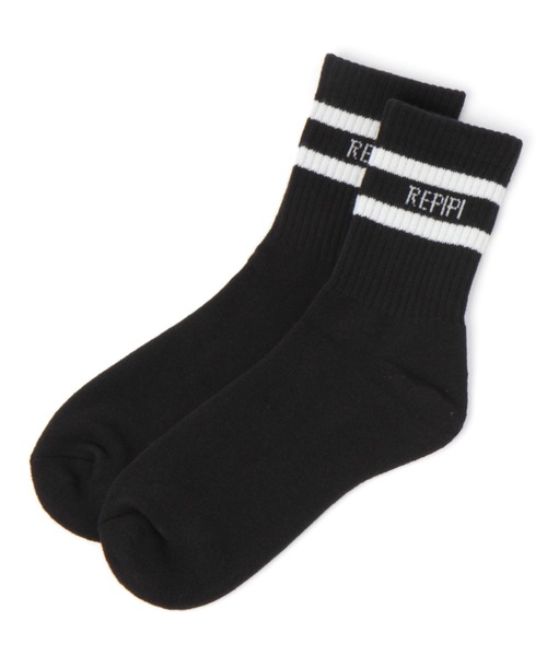 repipi armario(レピピ アルマリオ)の「カラフルラインロゴソックス(ソックス/靴下・キッズ・ブラック系その他/ホワイト/ベージュ/レッド/グリーン系その他・FREE)」の1枚目の写真