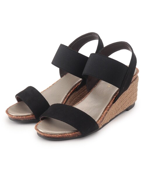 SHOO・LA・RUE(シューラルー)の「◆【累計28万足/シューダル】ウェッジソールサンダル(サンダル・レディース・カーキ/サンドベージュ/ネイビー/ブラック/ブロンズ/シルバー系2/ゴールド系2/ライトパープル/ベージュ系3/ネイビー系/ブルー系3/ライトイエロー系1/ピンク系/ベージュ系その他3/オレンジ系その他2/ブラウン系2/ブラウン系5/アイボリー系1/チョコ・45/35/25)」の2枚目の写真