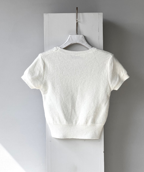 GIMME GIMME（ギミーギミー）の「【GIMME GIMME】Short-sleeved knit gimw22s009（ニット/セーター・レディース・ブラック/ホワイト・FREE）」の12枚目の写真