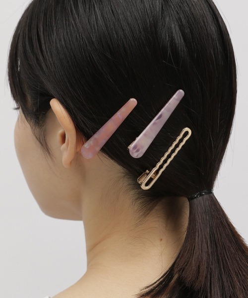 LAKOLE（ラコレ）の「メタル×アセチヘアピン3点SET / 269842（ヘアピン・レディース・ブラウン/オフホワイト/イエロー/ベージュ/ライトブラウン/パープル・FREE）」の3枚目の写真