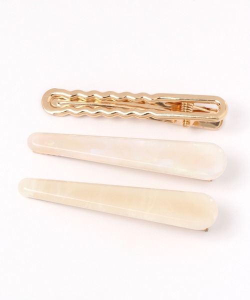 LAKOLE（ラコレ）の「メタル×アセチヘアピン3点SET / 269842（ヘアピン・レディース・ブラウン/オフホワイト/イエロー/ベージュ/ライトブラウン/パープル・FREE）」の2枚目の写真