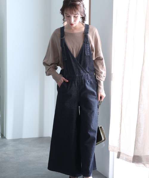 ElegChic（エレグシック）の「カシュクールデニムサロペット（サロペット/オーバーオール・レディース・ネイビー/ブルー・M/XXL/XL/4L/L）」の7枚目の写真
