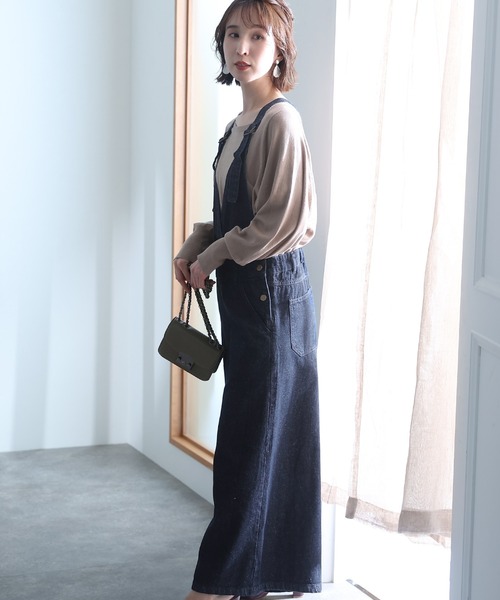 ElegChic（エレグシック）の「カシュクールデニムサロペット（サロペット/オーバーオール・レディース・ネイビー/ブルー・M/XXL/XL/4L/L）」の8枚目の写真