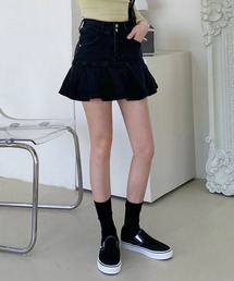 ハーフプリーツデニムスカート
