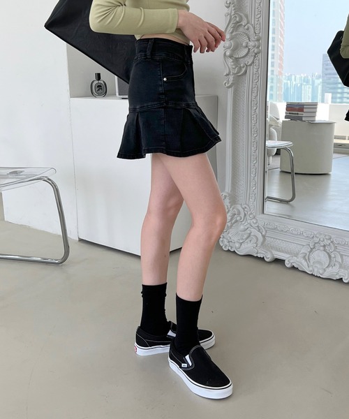 by muni:r(バイ ムニール)の「ハーフプリーツデニムスカート(デニムスカート・レディース・ブラック・SMALL/MEDIUM)」の13枚目の写真