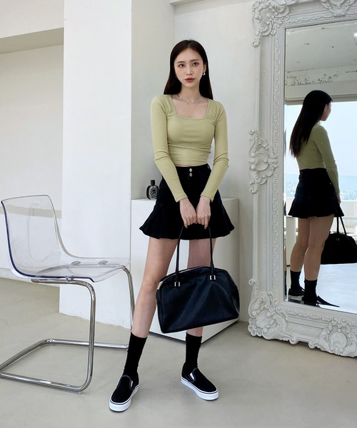 by muni:r(バイ ムニール)の「ハーフプリーツデニムスカート(デニムスカート・レディース・ブラック・SMALL/MEDIUM)」の15枚目の写真