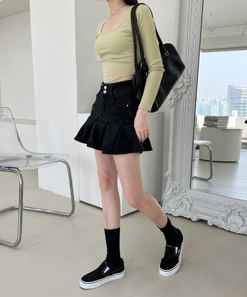 by muni:r(バイ ムニール)の「ハーフプリーツデニムスカート(デニムスカート・レディース・ブラック・SMALL/MEDIUM)」の17枚目の写真