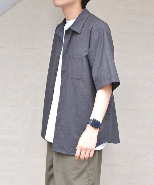 SHIPS any（シップス エニィ）の「SHIPS any: 【ウォッシャブル】CROSS MOVA ストレッチ リラックス  半袖 シャツ  セットアップ対応（シャツ/ブラウス・メンズ・ブラック/チャコールグレー/ブラウン・SMALL/MEDIUM/LARGE/X-LARGE）」の4枚目の写真