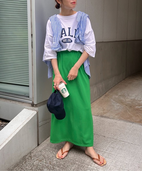 feepur（フェピュール）の「【TALLサイズあり】リップルカラーナロースカート（スカート・レディース・ブラック/レッド/ピンク/ターコイズブルー/ブルー/グリーン・MEDIUM/TALL）」の20枚目の写真