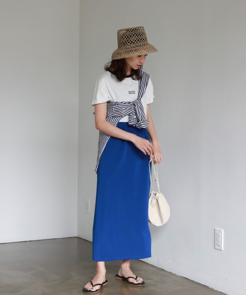 feepur（フェピュール）の「【TALLサイズあり】リップルカラーナロースカート（スカート・レディース・ブラック/レッド/ピンク/ターコイズブルー/ブルー/グリーン・MEDIUM/TALL）」の12枚目の写真