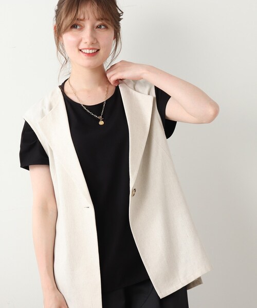 DRESKIP(ドレスキップ)の「◆後ろギャザープルオーバー(Tシャツ/カットソー・レディース・オフホワイト/ブラック/ダークオレンジ/ライトベージュ・02/03)」の1枚目の写真