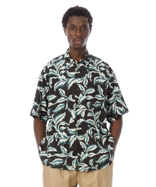 Sandinista(サンディニスタ)の「Leaf Pattern Rayon S/S Shirt / レーヨンリーフ柄半袖シャツ(シャツ/ブラウス・メンズ・ブラウン/ブラック・SMALL/LARGE/MEDIUM)」の1枚目の写真