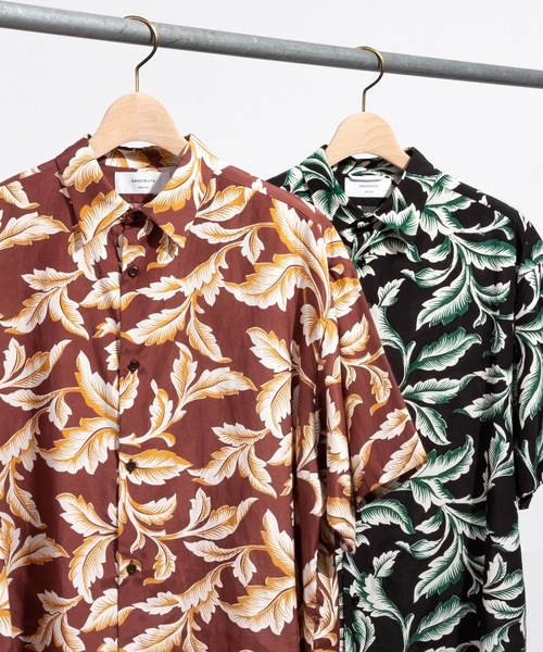 Sandinista(サンディニスタ)の「Leaf Pattern Rayon S/S Shirt / レーヨンリーフ柄半袖シャツ(シャツ/ブラウス・メンズ・ブラウン/ブラック・SMALL/LARGE/MEDIUM)」の7枚目の写真