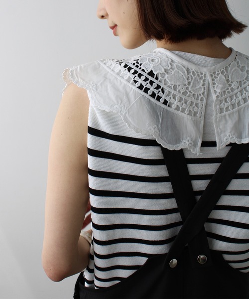 GeeRA(ジーラ)の「カットワーク刺しゅう付け衿(付け襟・レディース・ホワイト/オフホワイト/ブラック・FREE)」の12枚目の写真