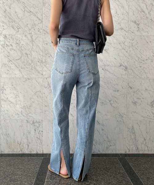 KOBE LETTUCE（コウベレタス）の「バックスリットハイライズデニム（デニムパンツ・レディース・ライトブルー/ブラック/グレー/インディゴブルー・M/PM/PS/S）」の14枚目の写真