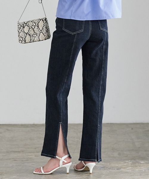 KOBE LETTUCE（コウベレタス）の「バックスリットハイライズデニム（デニムパンツ・レディース・ライトブルー/ブラック/グレー/インディゴブルー・M/PM/PS/S）」の21枚目の写真