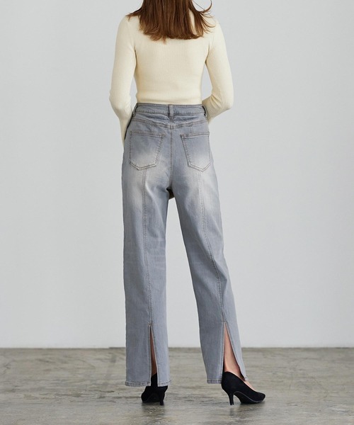 KOBE LETTUCE（コウベレタス）の「バックスリットハイライズデニム（デニムパンツ・レディース・ライトブルー/ブラック/グレー/インディゴブルー・M/PM/PS/S）」の6枚目の写真