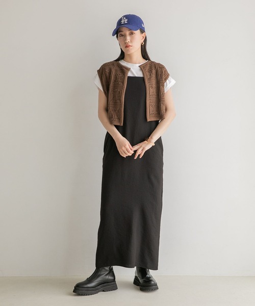 LOWRYS FARM（ローリーズファーム）の「オープンワークニットジレ　346342（ベスト・レディース・ブラック/ブラウン/アイボリー・FREE）」の4枚目の写真
