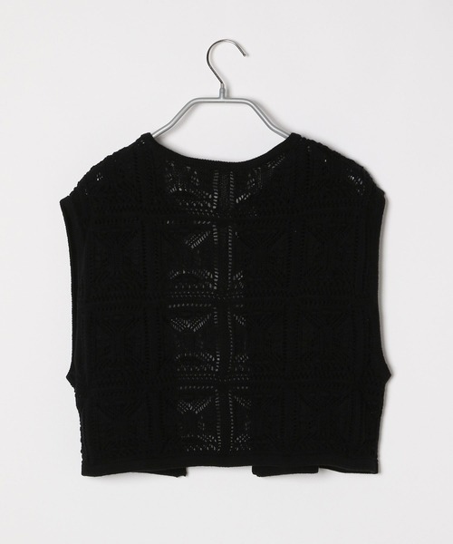 LOWRYS FARM（ローリーズファーム）の「オープンワークニットジレ　346342（ベスト・レディース・ブラック/ブラウン/アイボリー・FREE）」の11枚目の写真