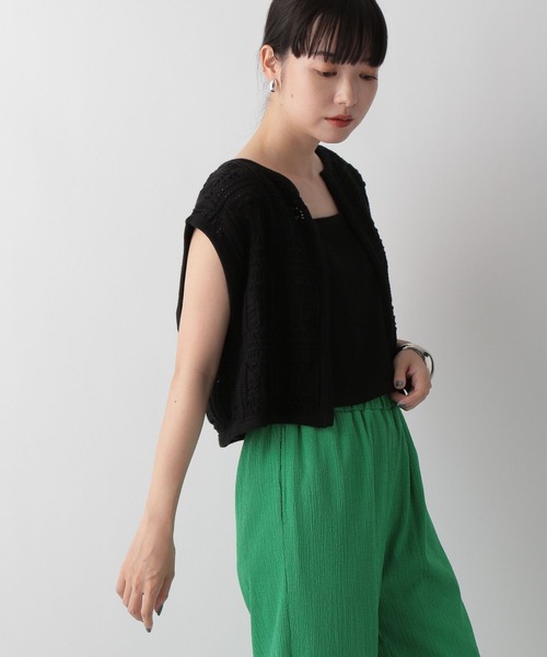 LOWRYS FARM（ローリーズファーム）の「オープンワークニットジレ　346342（ベスト・レディース・ブラック/ブラウン/アイボリー・FREE）」の17枚目の写真