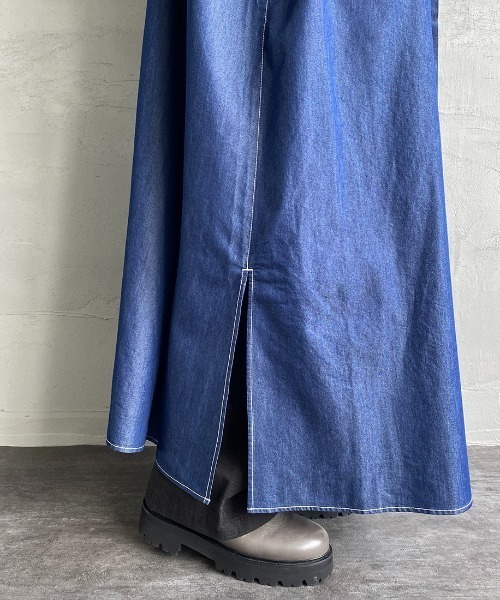 UNIVERSAL OVERALL（ユニバーサルオーバーオール）の「【LaLa Begin12・1月号掲載】[UNIVERSAL OVERALL/ユニバーサルオーバーオール] 別注 ロング丈シャツワンピース（ワンピース・レディース・ネイビー/グレー/インディゴブルー/ワンウォッシュ・F）」の19枚目の写真